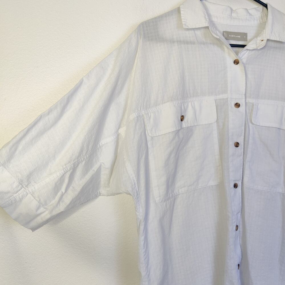 Everlane Tourist Oversized White Cotton Shirt XS Lightweight Button Up Travel - Picture 8 of 14